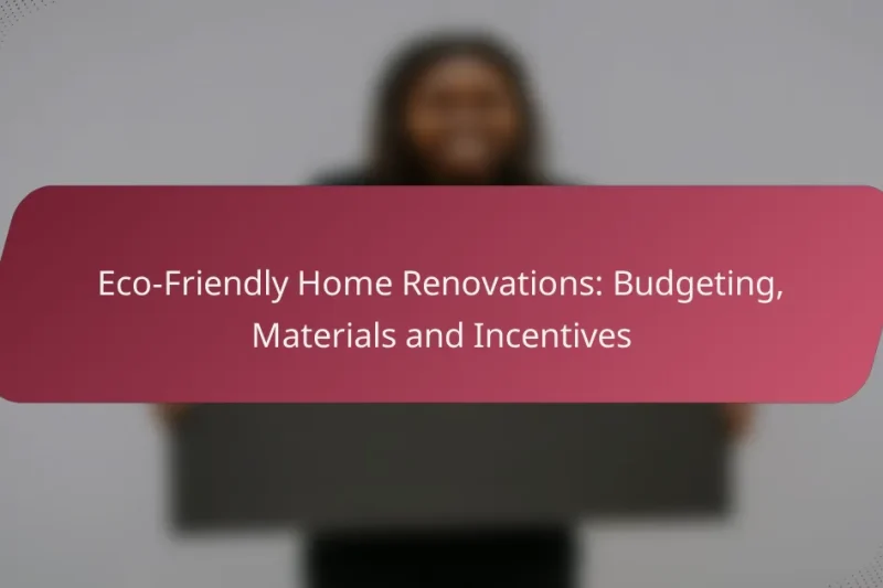 Eco-Friendly Home Renovations: Budgeting, Materials and Incentives