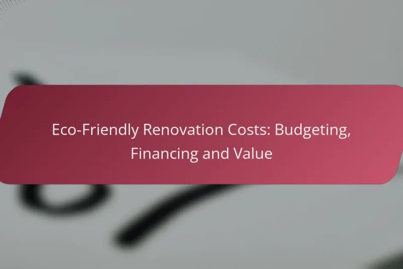 Eco-Friendly Renovation Costs: Budgeting, Financing and Value