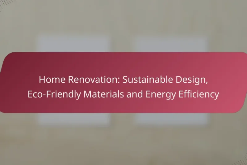 Home Renovation: Sustainable Design, Eco-Friendly Materials and Energy Efficiency